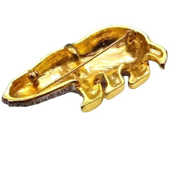 Gorgeous Pave Crystal and Gold Tone Polar Bear Brooch Pendant - Picture 4 of 4